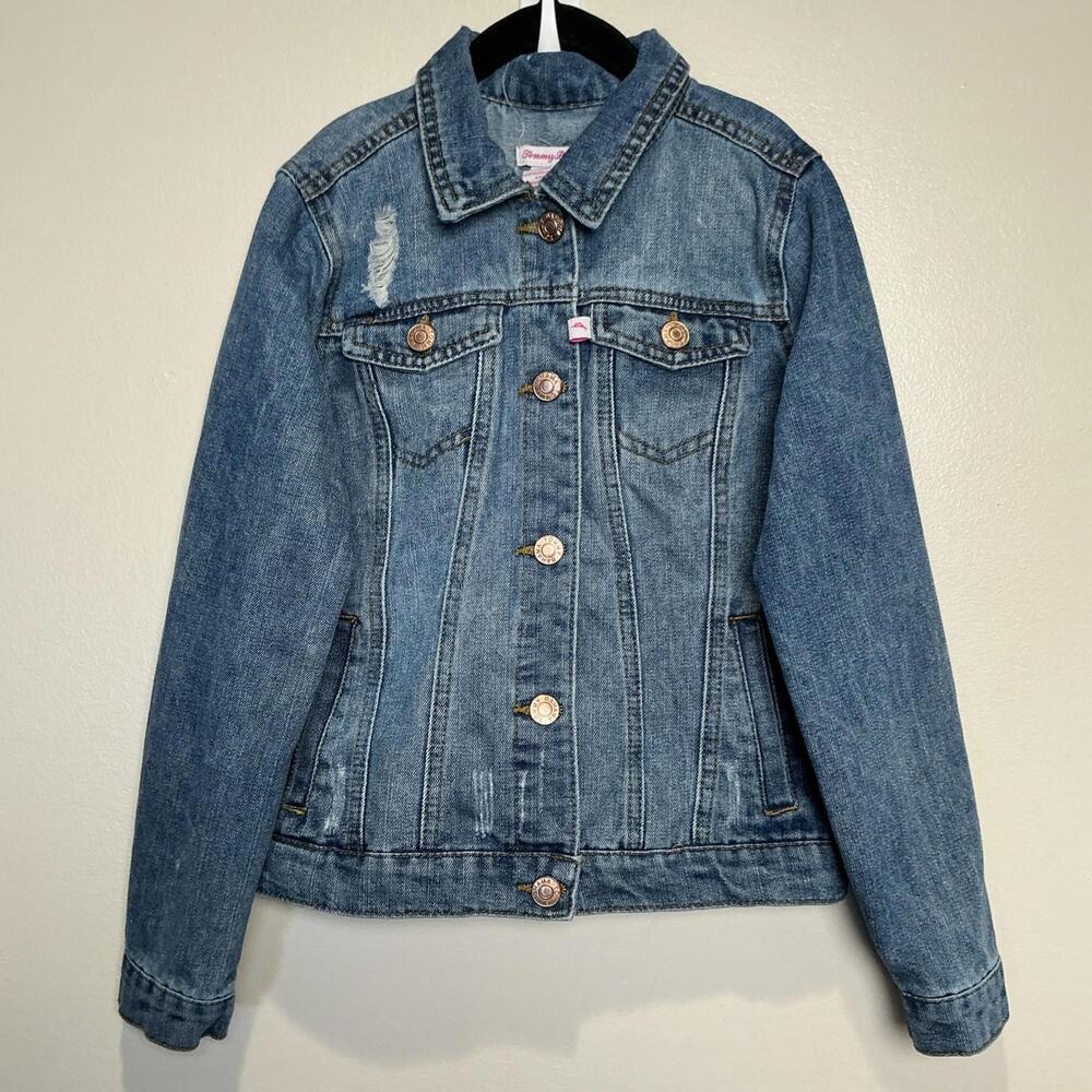 Tommy‎ Bahama Girls Jean Jacket Size 10 Denim Distressed